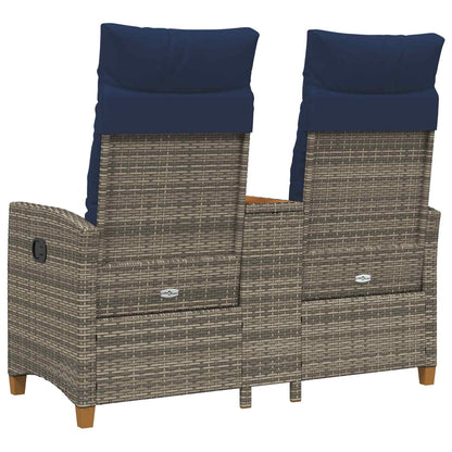 Ligbank met tafel Grijs en Marineblauw 126 x 65 x 112 cm