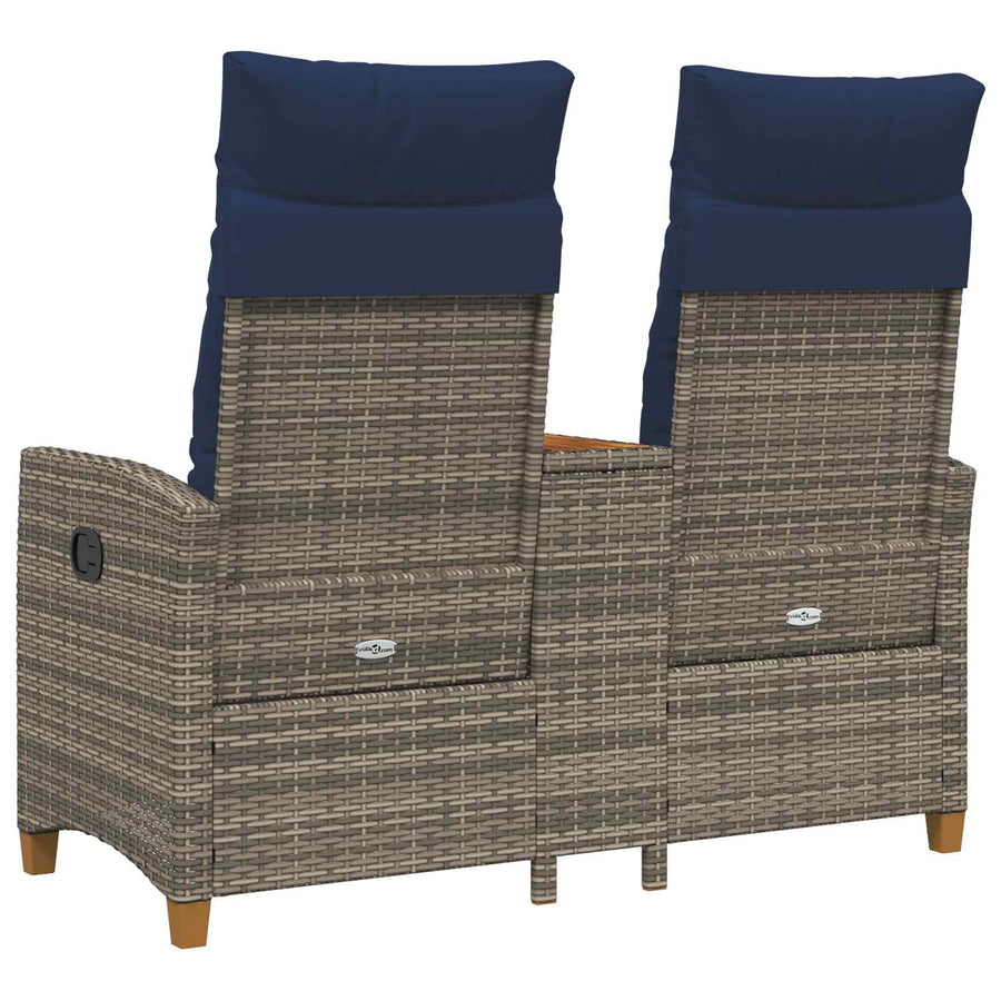 Ligbank met tafel Grijs en Marineblauw 126 x 65 x 112 cm