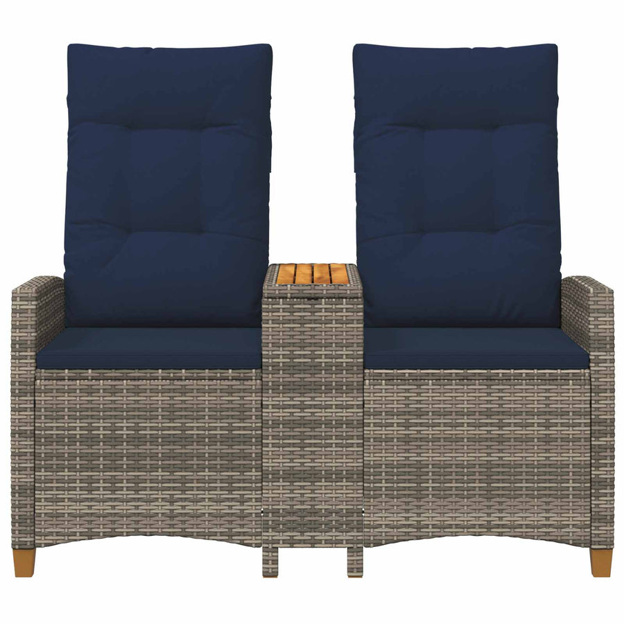 Ligbank met tafel Grijs en Marineblauw 126 x 65 x 112 cm