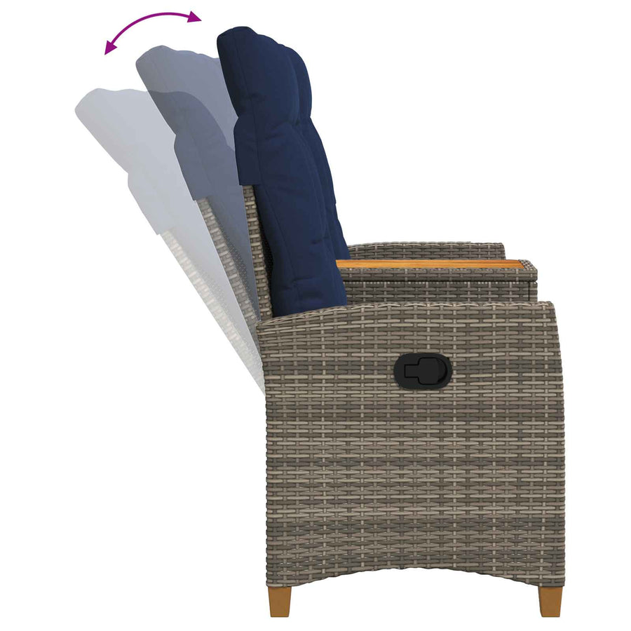 Ligbank met tafel Grijs en Marineblauw 126 x 65 x 112 cm