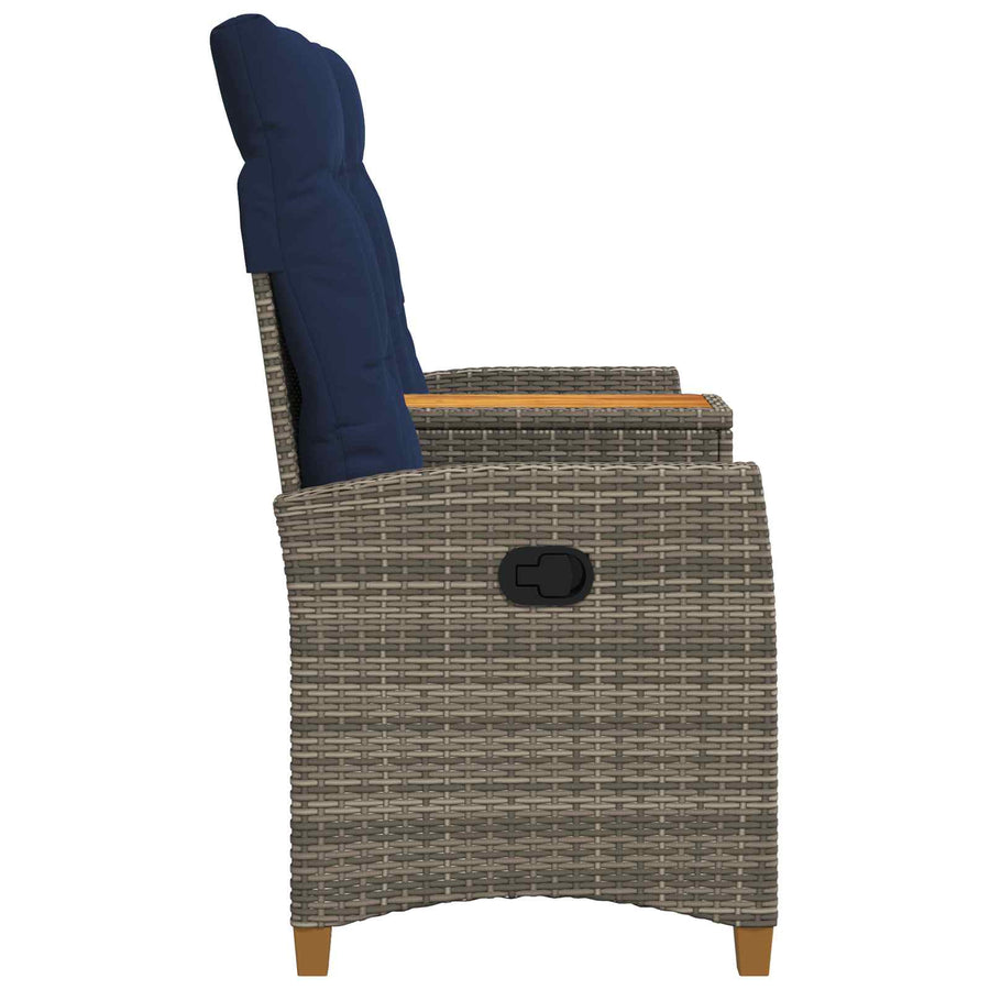 Ligbank met tafel Grijs en Marineblauw 126 x 65 x 112 cm