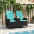 Ligbank met tafel 126x65x112 cm zwart turquoise