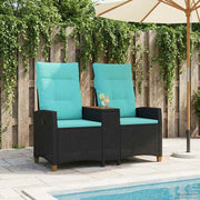 Ligbank met tafel 126x65x112 cm zwart turquoise