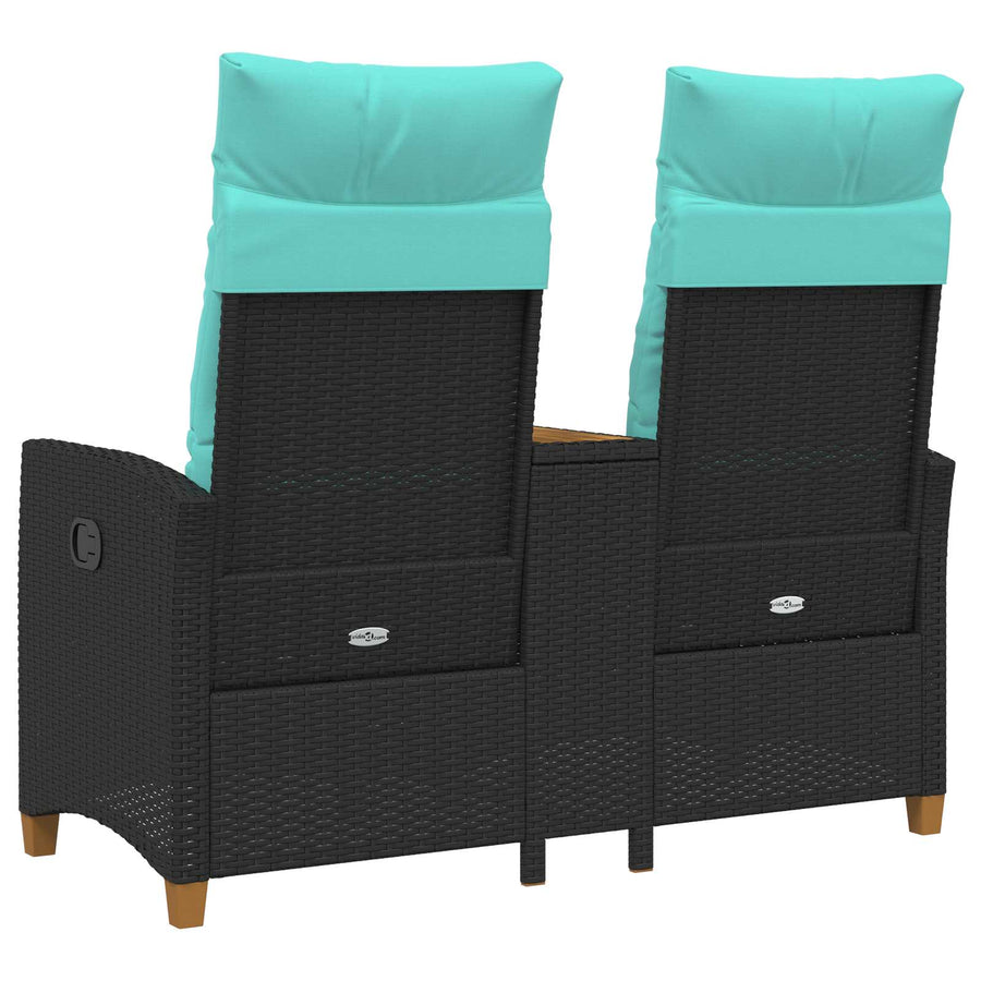 Ligbank met tafel Zwart en Turquoise 126 x 65 x 112 cm