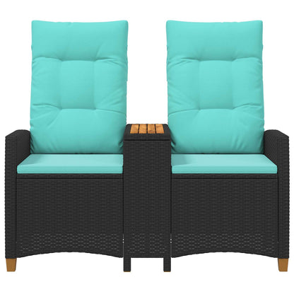 Ligbank met tafel Zwart en Turquoise 126 x 65 x 112 cm