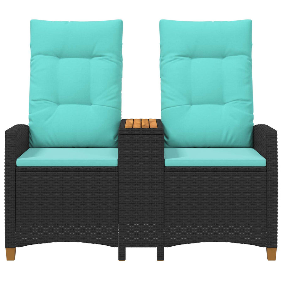 Ligbank met tafel Zwart en Turquoise 126 x 65 x 112 cm