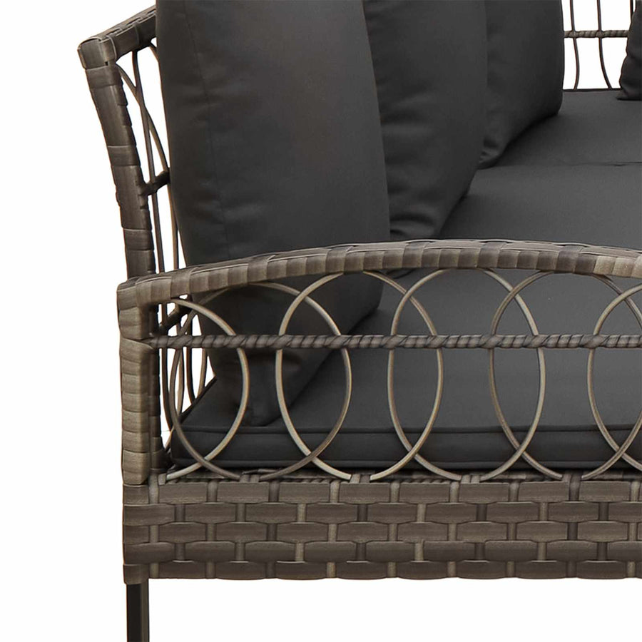 Tuinbankenset met kussen 2 pcs Grijs Poly Rattan en Staal
