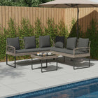 Garden Bench Set with Cushion 2 pcs Grey Poly Rattan and Steel