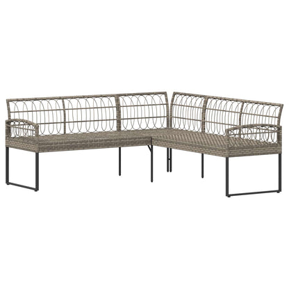Tuinbankenset met kussen 2 pcs Grijs Poly Rattan en Staal