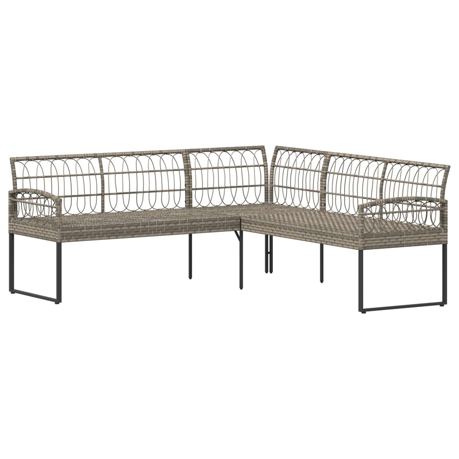 Tuinbankenset met kussen 2 pcs Grijs Poly Rattan en Staal