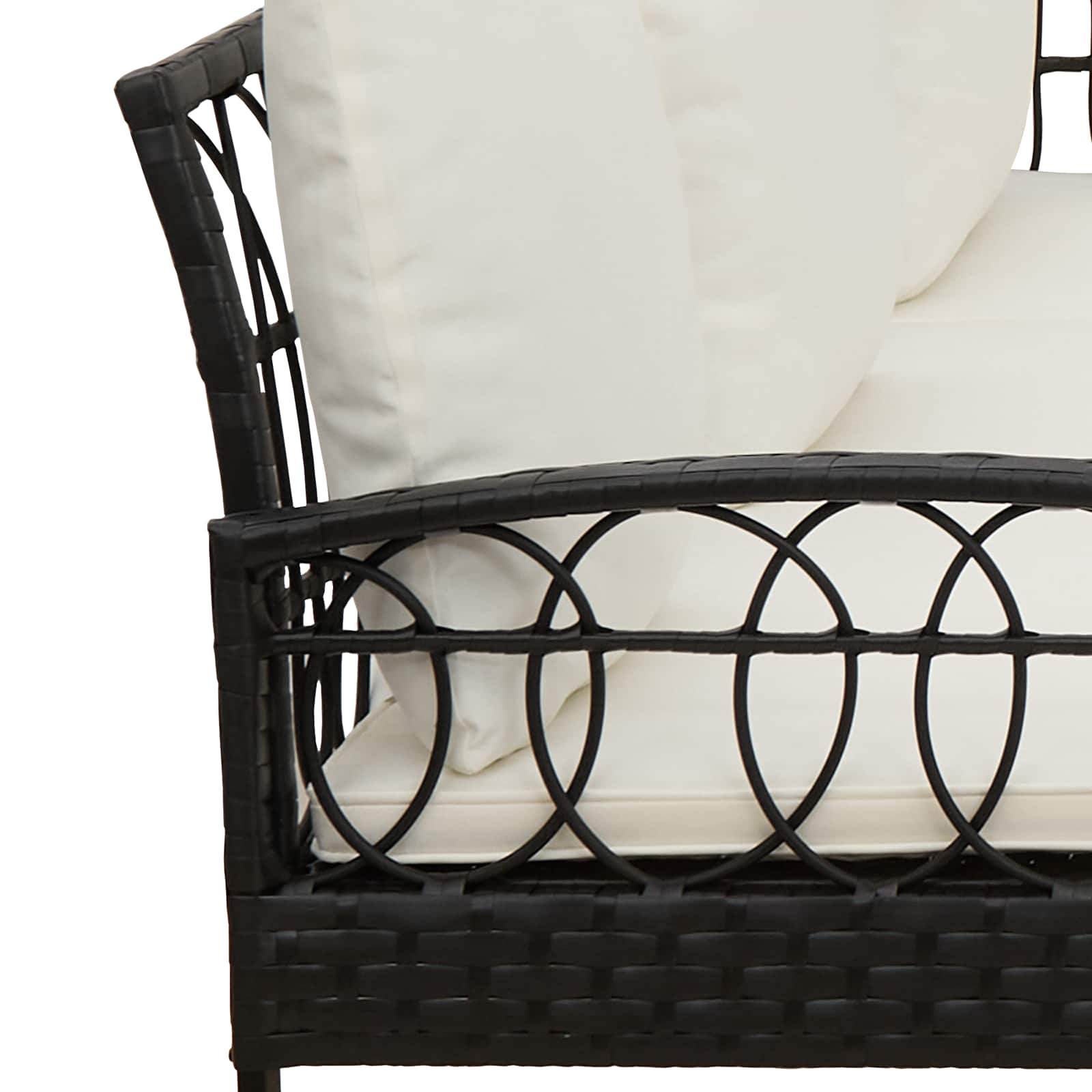 Tuinbankenset met kussen 2 pcs Zwart Poly Rattan en Staal