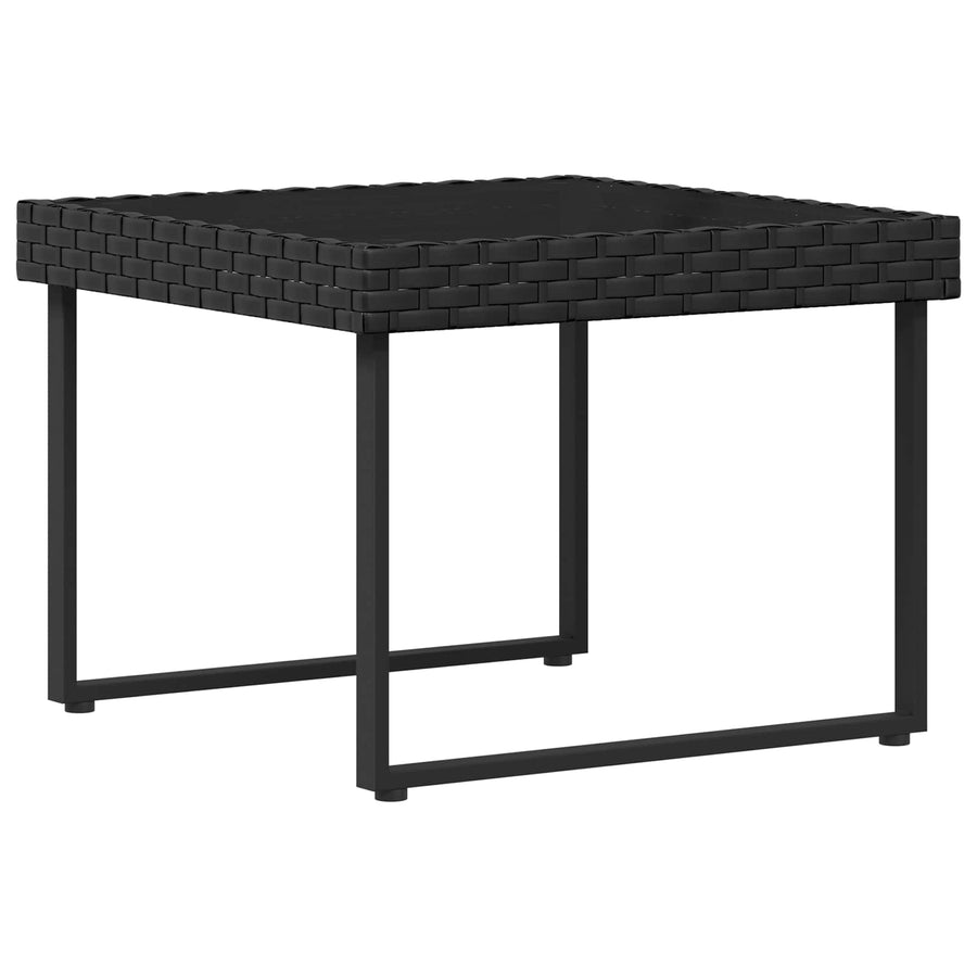 Tuinbankenset met kussen 2 pcs Zwart Poly Rattan en Staal