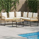 Garden bench set with cushion 2 pcs Natural Poly Rattan and Steel