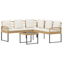 Tuinbankenset met kussen 2 pcs Naturel Poly Rattan en Staal