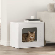 Kattenhuis 51x30x42 cm wit bewerkt hout