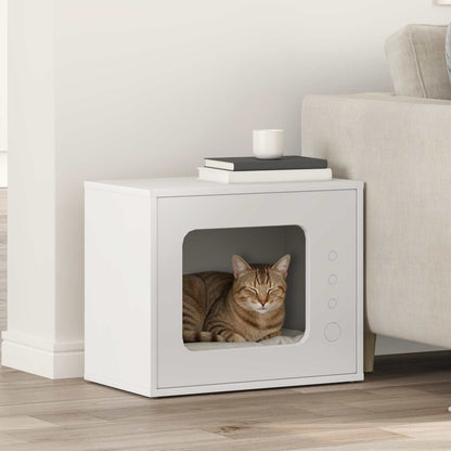 Kattenhuis 51 X 30 X 42 Cm Bewerkt Hout Wit
