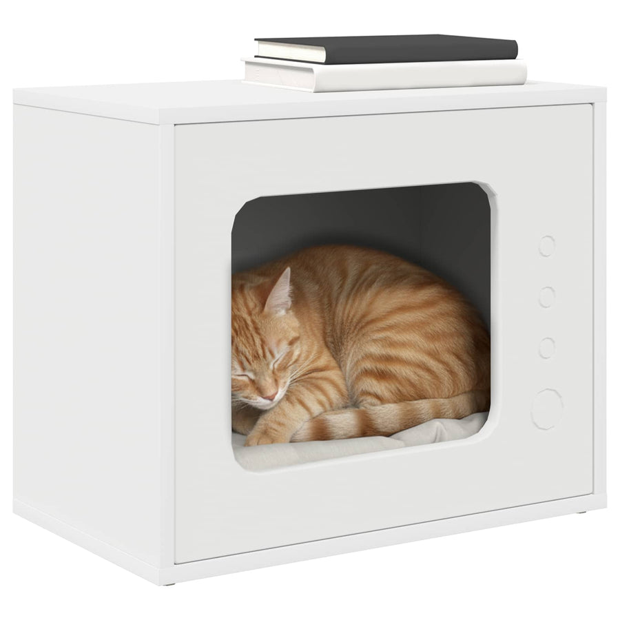 Kattenhuis 51 X 30 X 42 Cm Bewerkt Hout Wit