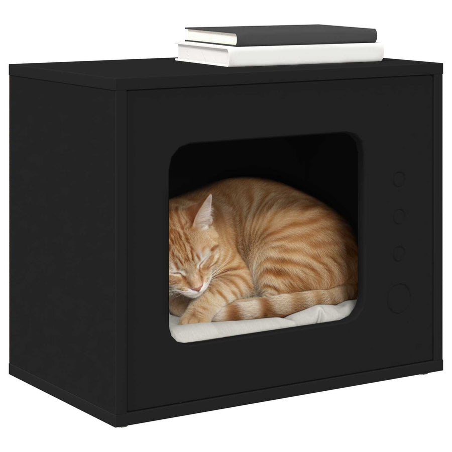 Kattenhuis 51 X 30 X 42 Cm Bewerkt Hout Zwart