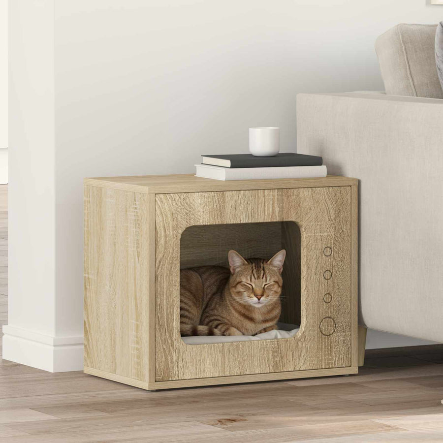 Kattenhuis Sonoma 51 X 30 X 42 Cm Bewerkt Hout Sonoma eiken