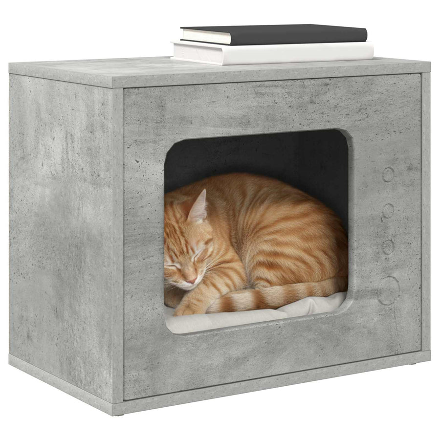 Kattenhuis Beton 51 X 30 X 42 Cm Bewerkt Hout Betongrijs