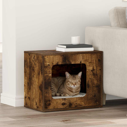 Kattenhuis 51 X 30 X 42 Cm Bewerkt Hout Gerookt eiken
