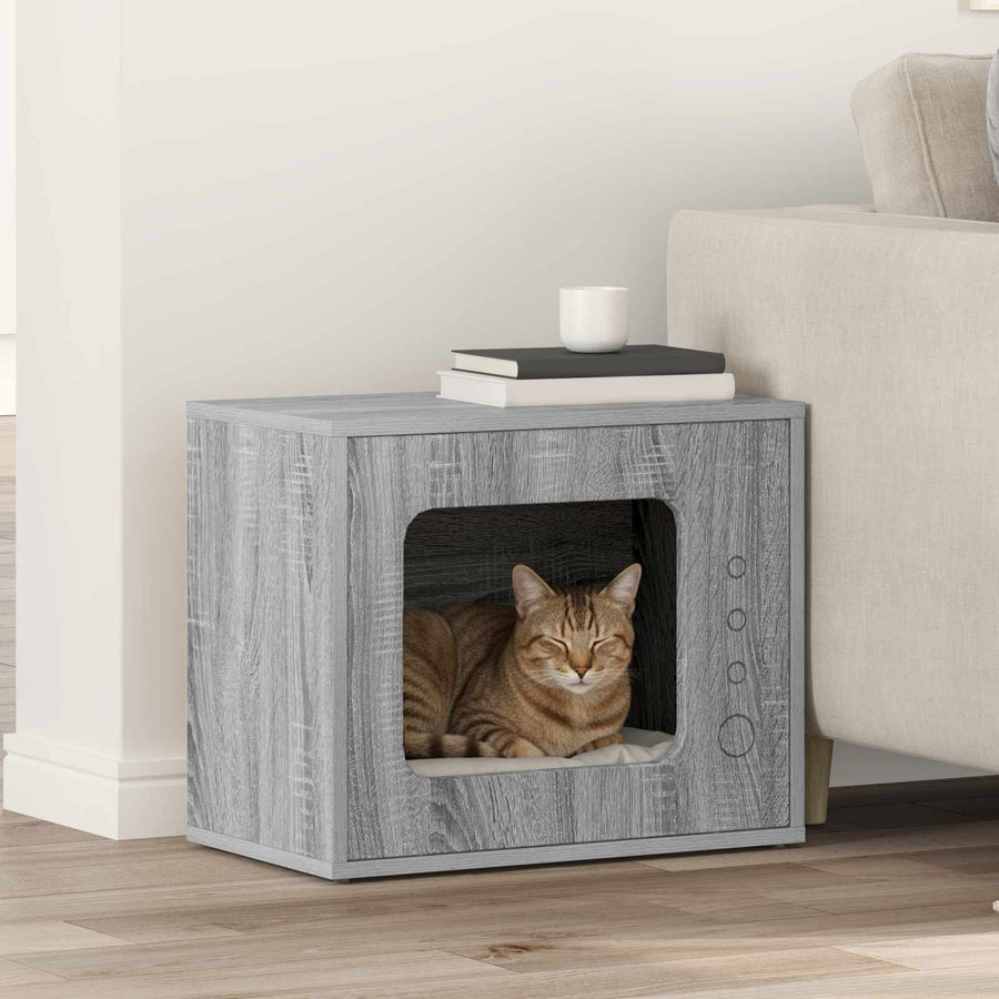 Kattenhuis 51 X 30 X 42 Cm Bewerkt Hout Grijs sonoma