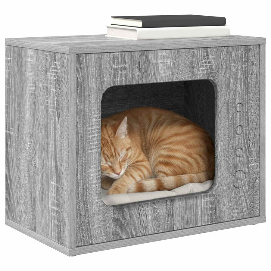 Kattenhuis 51 X 30 X 42 Cm Bewerkt Hout Grijs sonoma