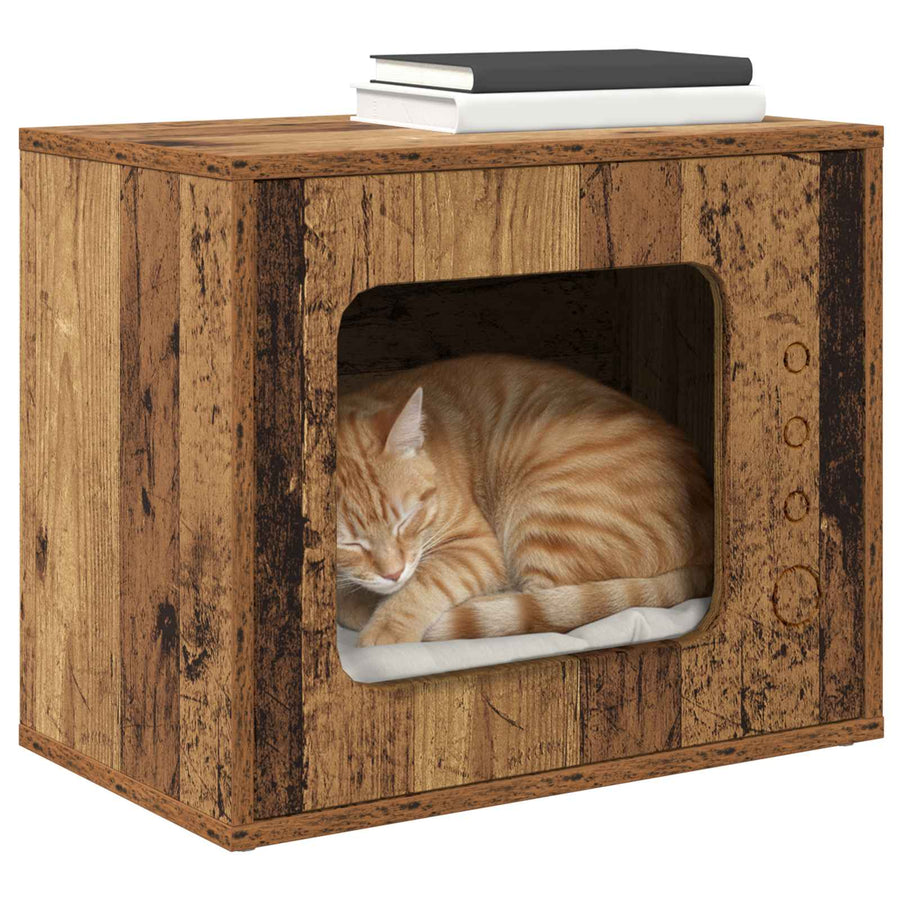 Kattenhuis Oudhout 51 X 30 X 42 Cm Bewerkt Hout Oud hout
