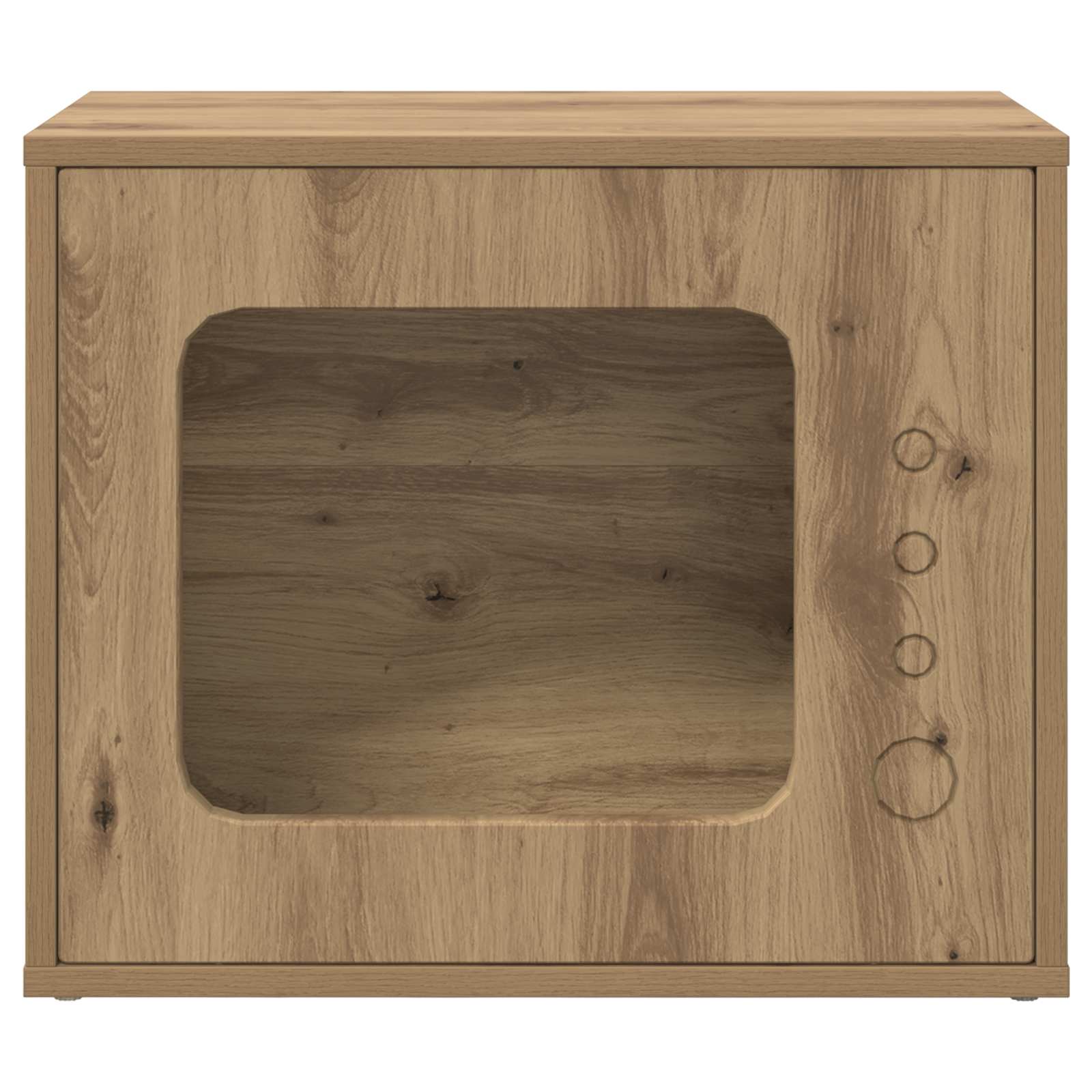Kattenhuis Ambachtelijk Eiken 51 X 30 X 42 Cm Bewerkt Hout artisanaal eikenkleurig