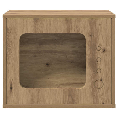Kattenhuis Ambachtelijk Eiken 51 X 30 X 42 Cm Bewerkt Hout artisanaal eikenkleurig