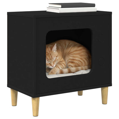 Kattenhuis 51 X 30 X 52 Cm Bewerkt Hout Zwart