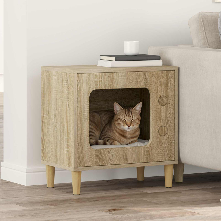 Kattenhuis Sonoma 51 X 30 X 52 Cm Bewerkt Hout Sonoma eiken