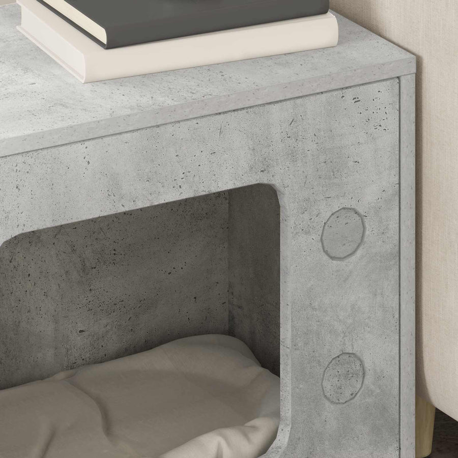 Kattenhuis Beton 51 X 30 X 52 Cm Bewerkt Hout Betongrijs