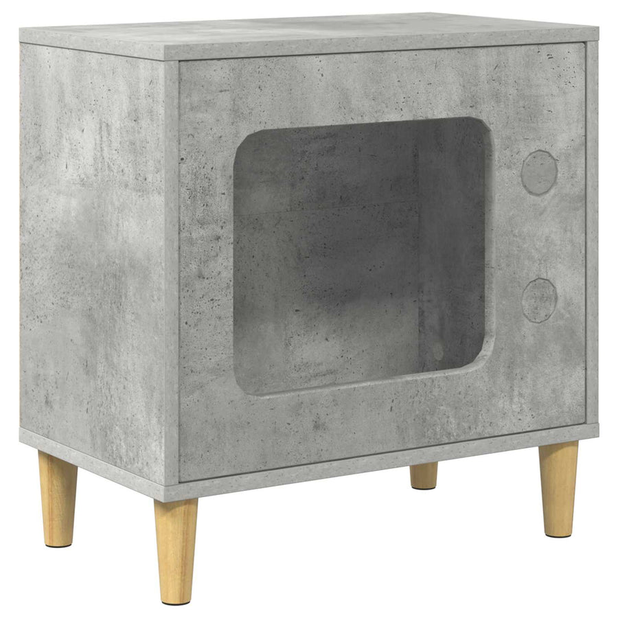 Kattenhuis Beton 51 X 30 X 52 Cm Bewerkt Hout Betongrijs