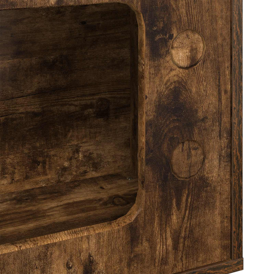Kattenhuis 51 X 30 X 52 Cm Bewerkt Hout Gerookt eiken
