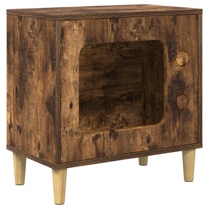Kattenhuis 51 X 30 X 52 Cm Bewerkt Hout Gerookt eiken