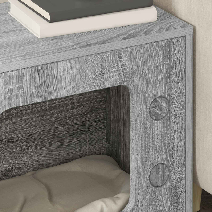 Kattenhuis 51 X 30 X 52 Cm Bewerkt Hout Grijs sonoma