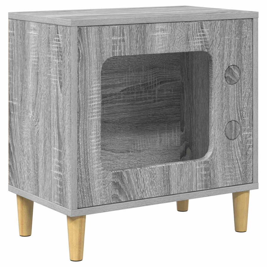 Kattenhuis 51 X 30 X 52 Cm Bewerkt Hout Grijs sonoma