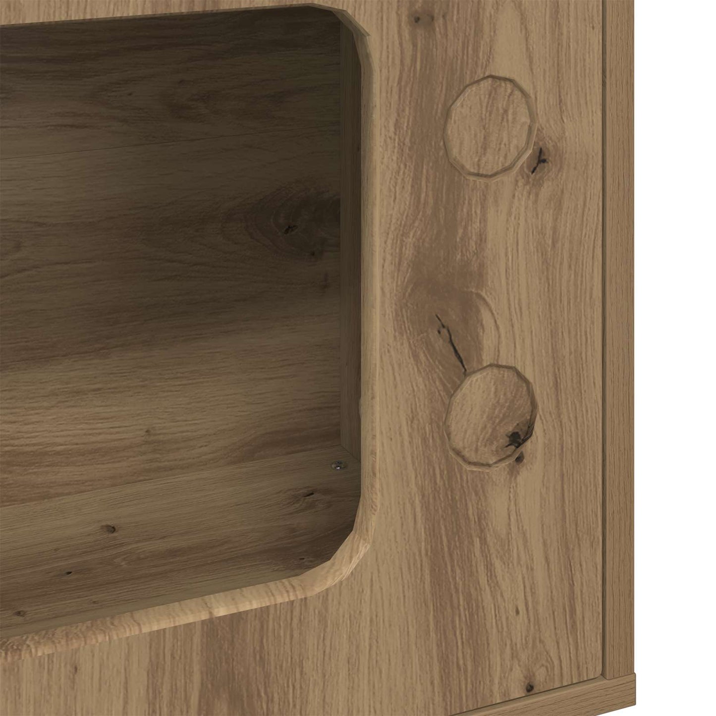 Kattenhuis Ambachtelijk Eiken 51 X 30 X 52 Cm Bewerkt Hout artisanaal eikenkleurig