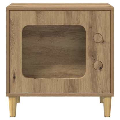 Kattenhuis Ambachtelijk Eiken 51 X 30 X 52 Cm Bewerkt Hout artisanaal eikenkleurig