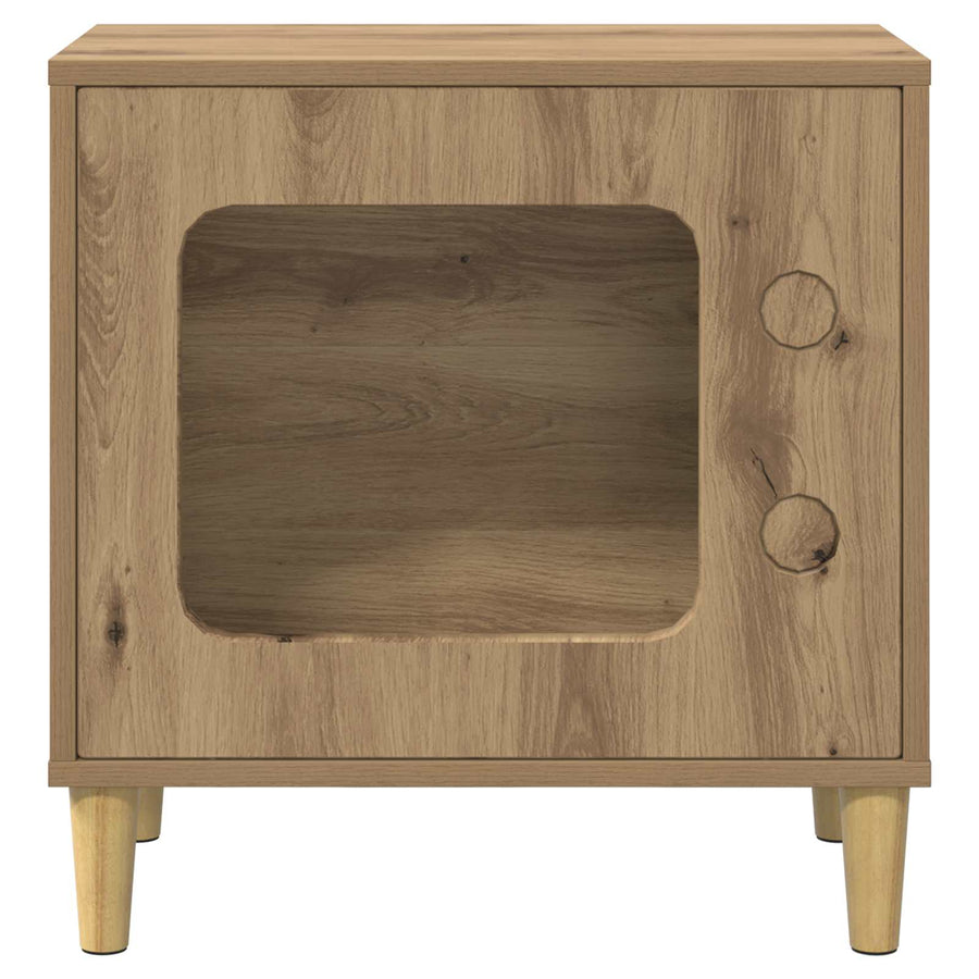 Kattenhuis Ambachtelijk Eiken 51 X 30 X 52 Cm Bewerkt Hout artisanaal eikenkleurig