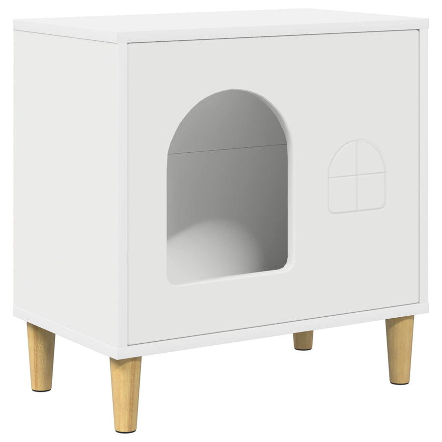 Kattenhuis 51 X 30 X 52 Cm Bewerkt Hout Wit