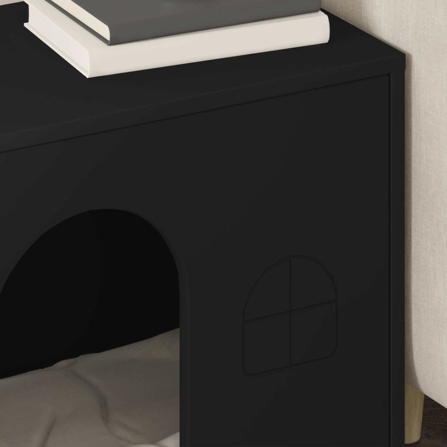 Kattenhuis 51 X 30 X 52 Cm Bewerkt Hout Zwart