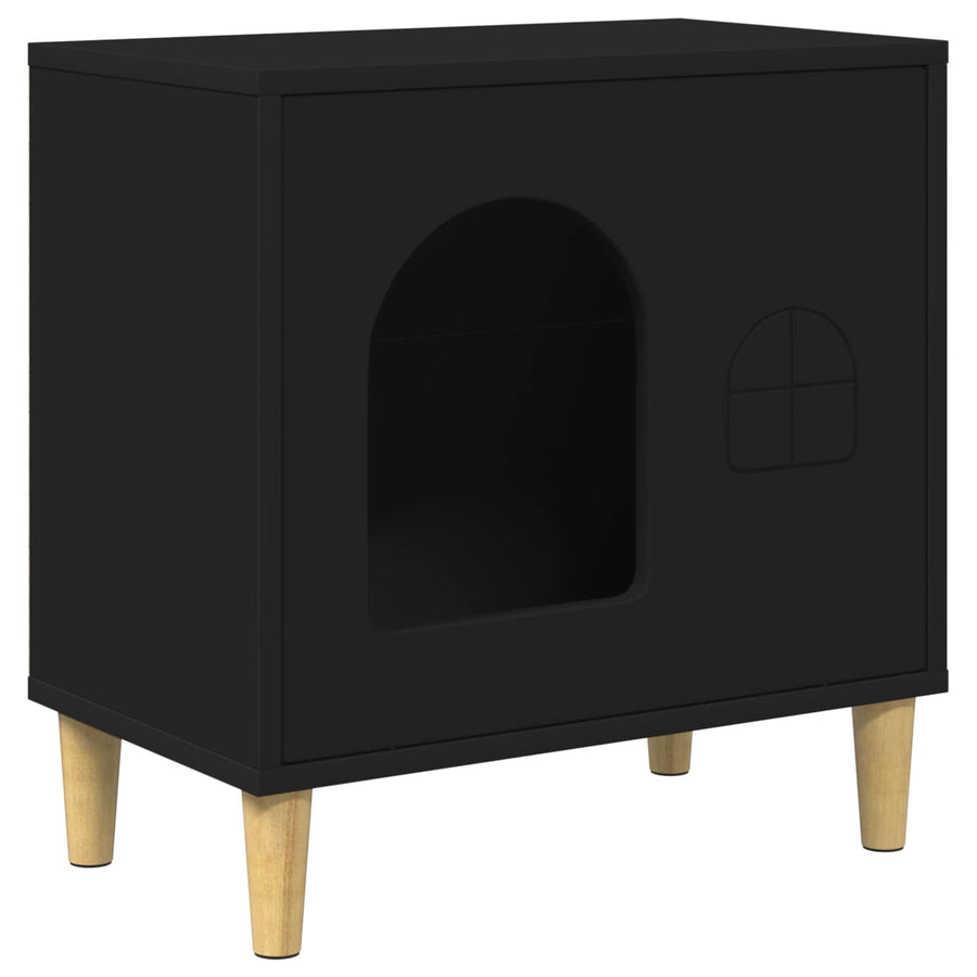 Kattenhuis 51 X 30 X 52 Cm Bewerkt Hout Zwart