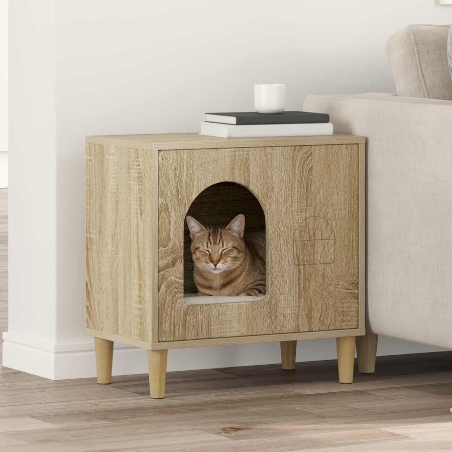 Kattenhuis Sonoma 51 X 30 X 52 Cm Bewerkt Hout Sonoma eiken