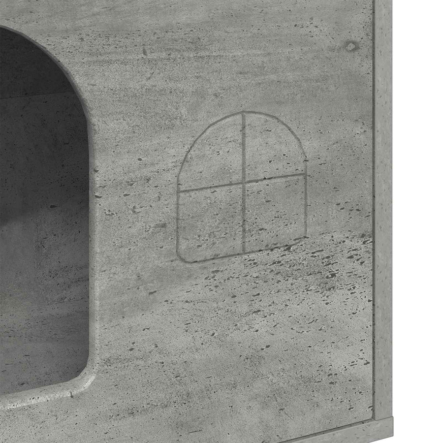 Kattenhuis Beton 51 X 30 X 52 Cm Bewerkt Hout Betongrijs