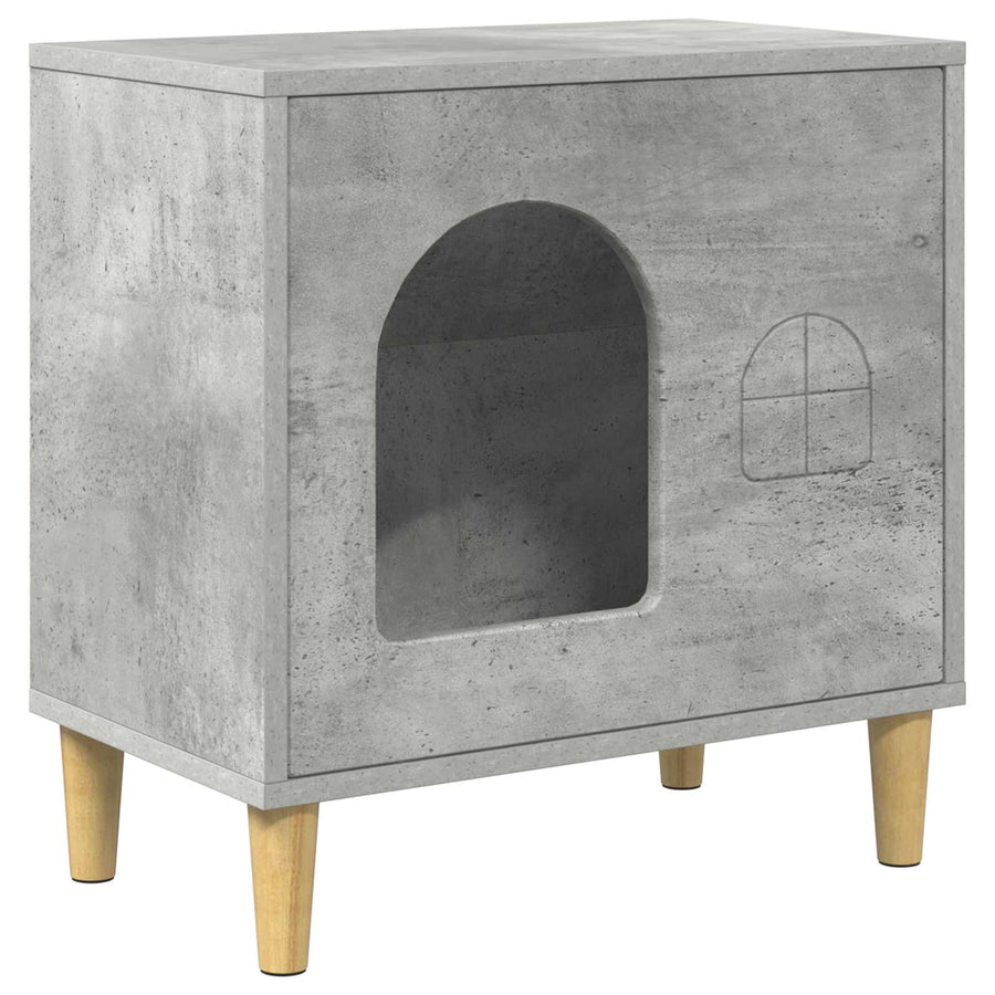 Kattenhuis Beton 51 X 30 X 52 Cm Bewerkt Hout Betongrijs