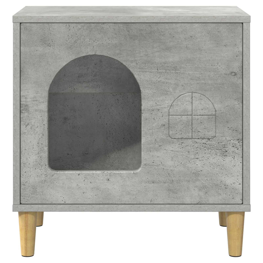 Kattenhuis Beton 51 X 30 X 52 Cm Bewerkt Hout Betongrijs