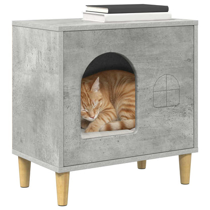 Kattenhuis Beton 51 X 30 X 52 Cm Bewerkt Hout Betongrijs