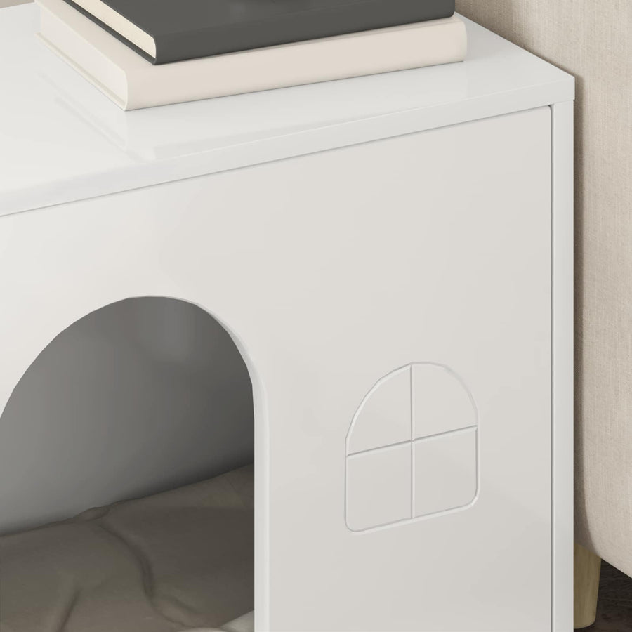 Kattenhuis Glanzend Wit 51 X 30 X 52 Cm Bewerkt Hout Hoogglans wit
